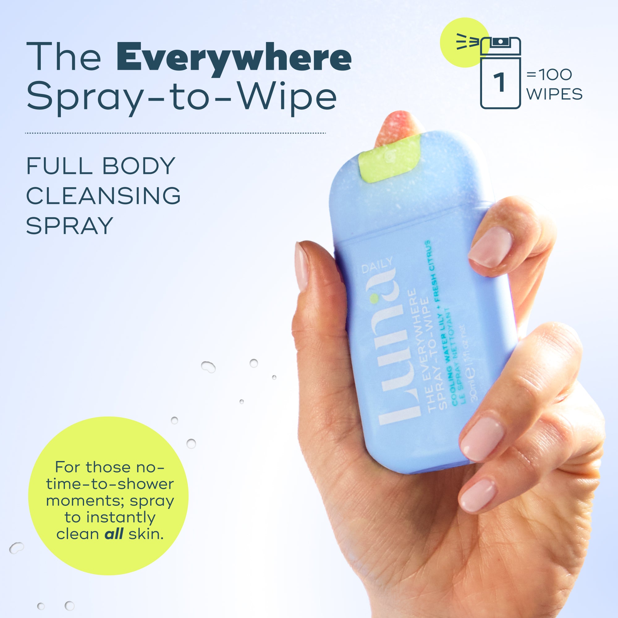 The Everywhere Spray-To-Wipe Mini - Cooling Water Lily + Fresh Citrus