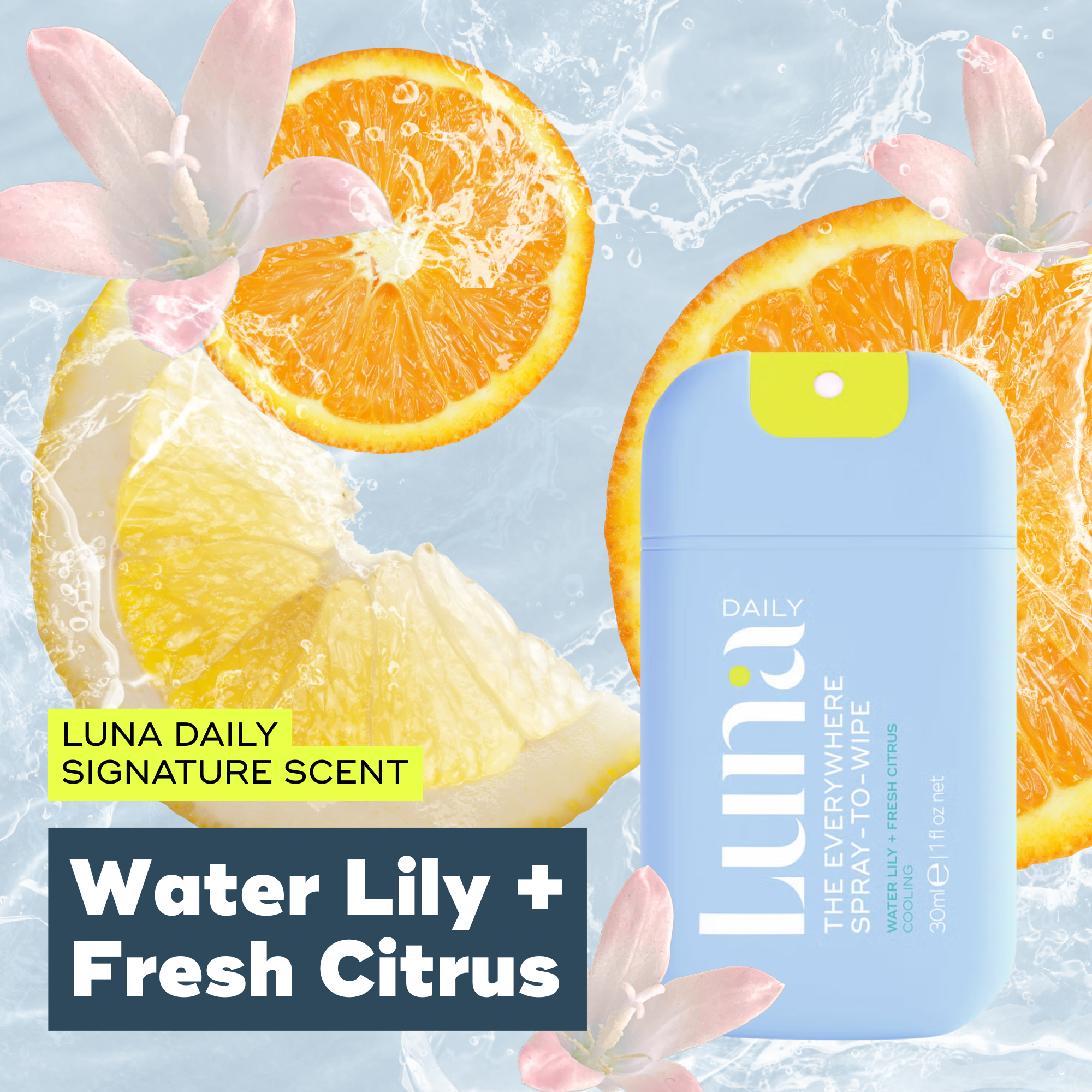 The Everywhere Spray-To-Wipe Mini - Cooling Water Lily + Fresh Citrus