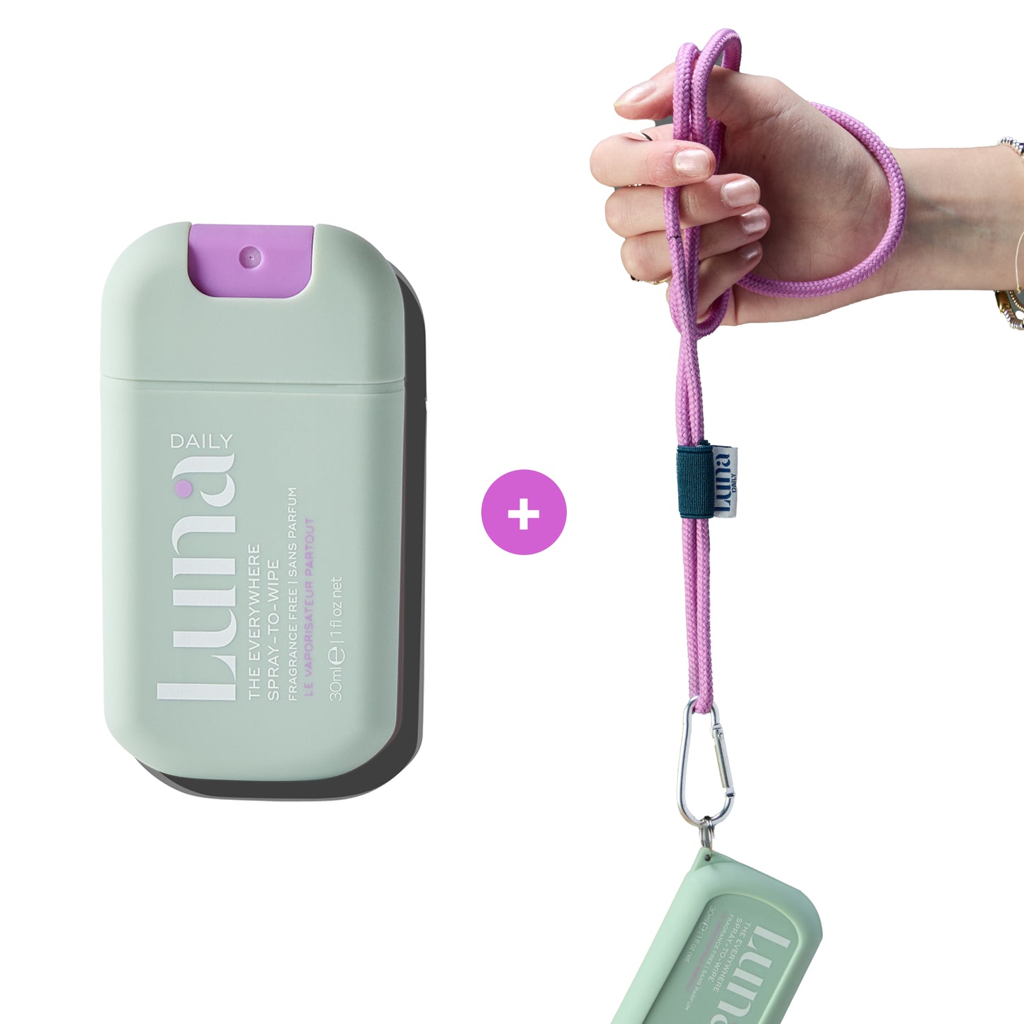 The Fragrance Free Everywhere Spray-To-Wipe Mini + Lanyard